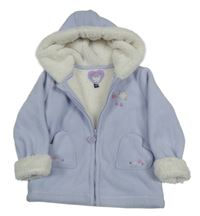 Lila fleecová zateplená bunda s kapucí a nášivkami 