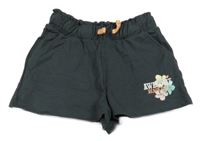 Tmavošedé teplákové kraťasy s květem Dopodopo