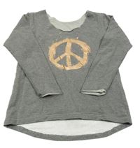 Šedé melírované teplákové triko s potiskem 