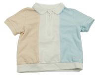 Bílo-světlemodro-pudrové polo tričko 