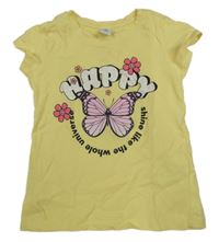 Žluté tričko s motýlkem Dopodopo