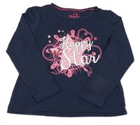 Tmavomodré triko s růžovým potiskem Lupilu