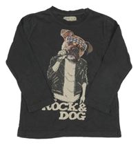 Tmavošedé triko s pejskem Zara