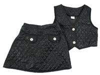 2 set - černá šusťáková prošívaná sukně + vesta 