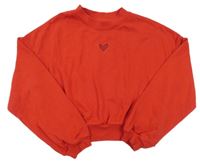 Červená crop mikina se srdcem H&M