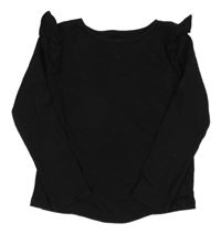 Černé žebrované triko s volánky H&M