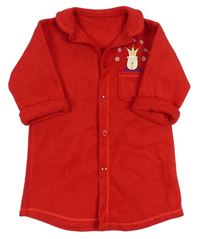 Červený fleecový kabát s medvědem Mothercare