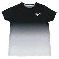 Černo-bílé ombré tričko s písmeny Primark