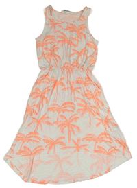 Bílo-neonově korálové šaty s palmami H&M
