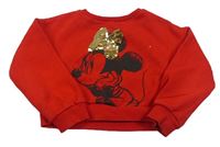 Červená crop mikina s Minnie Disney