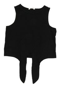 Černý crop top s vázáním Shein