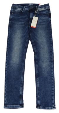 Nové - Tmavomodré teplákové skinny rifle S. Oliver