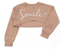 Růžová crop mikina s nápisem 