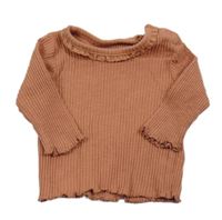 Broskvové žebrované triko George