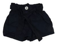 Tmavomodré plátěné kraťasy s páskem Kiabi 