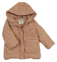 Starorůžová šusťáková zimní bunda s kapucí C&A
