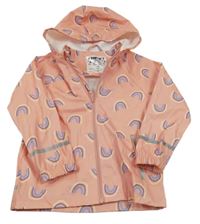 Růžová voděodolná bunda s duhami a kapucí Lupilu