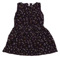 Lilkové manšestrové květované šaty 