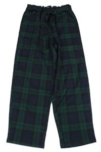 Tmavozeleno-tmavomodré kostkované kalhoty s páskem H&M