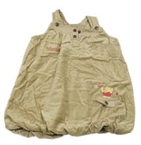 Béžové manšestrové laclové podšité šaty s Medvídkem Pú Disney