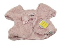 Nové - Růžové kožešinové podšité bolerko s mašlí Matalan