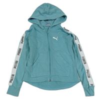 Světlemodrá propínací mikina s logem a kapucí Puma