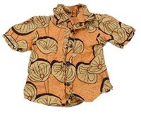 Oranžovo-béžovo-vínová vzorovaná košile 