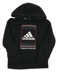 Černá mikina s logem a kapucí Adidas