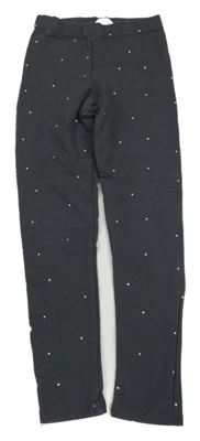 Antracitové puntíkaté zateplené legíny H&M