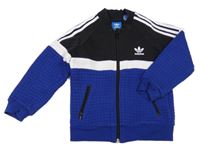 Tmavomodro-bílo-černá propínací mikina s logem Adidas