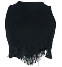 Dámský černý žebrovaný crop top s třásněmi Shein 