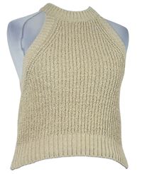 Dámský béžový crop pletený top H&M
