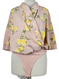 Dámské světlerůžové květované halenkové body River Island 