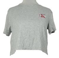 Dámské šedé crop tričko s logem Calvin Klein 