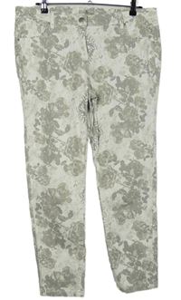 Dámské bílo-béžové květované skinny kalhoty TU 