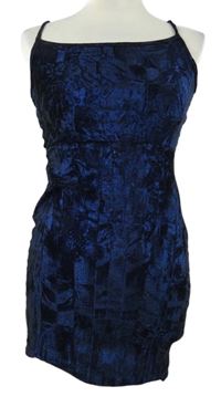 Dámské černo-modré třpytivé sametové minišaty PrettyLittle Thing