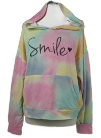 Dámská barevná batikovaná oversized crop mikina s nápisem a kapucí Shein 