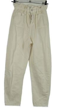 Dámské smetanové paper bag kalhoty Zara 