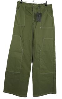 Nové - Dámské khaki šusťákové palazzo kalhoty PrettyLittle Thing