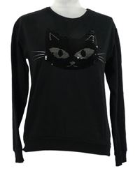 Dámská černá mikina s kočičkou z flitrů Colours of the World 