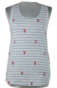 Dámský světlemodro-bílý pruhovaný top s humry Joules 