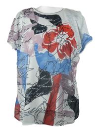 Dámské bílo-modro-červené šifonové tričko s potiskem Gerry Weber 