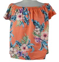 Dámská oranžová květovaná halenka s květy Primark 