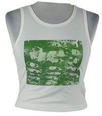 Dámský bílý crop top se zeleným potiskem Shein 