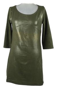 Dámské khaki třpytivé semišové šaty 