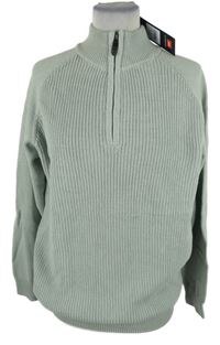 Nové - Pánský světlezelený žebrovaný svetr Cotton 