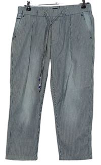 Dámské tmavomodro-bílé proužkované teplákové crop kalhoty zn. Pepe Jeans 