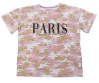 Růžovo-bílo-béžové army crop tričko s nápisem Matalan