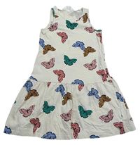 Smetanové bavlněné šaty s motýlky H&M