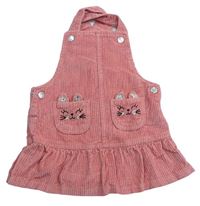 Růžové manšestové laclové šaty s králíčky F&F